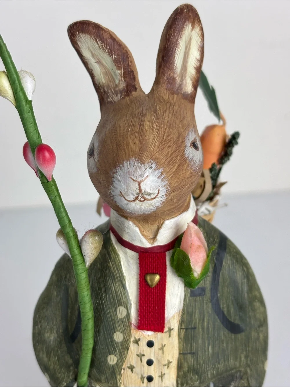 Hallmark Heirloom Bunny by Crista Couch-Dapper Rabbit w basket-8”